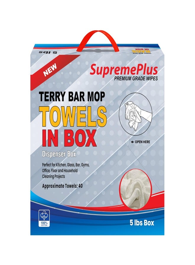 SupremePlus White Terry Bar Mop Towels 40 Pcs (Approx) - 100% Cotton Ultra-Absorbent Cleaning Rags, Perfect Washable Kitchen Rags for Bars, Restaurants & Home - Multipurpose (5 lbs. Compressed Box) - Image 2
